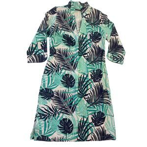Katherine Way Tropical Leaf Dress Resort Country Club Golf Travel Womens Small